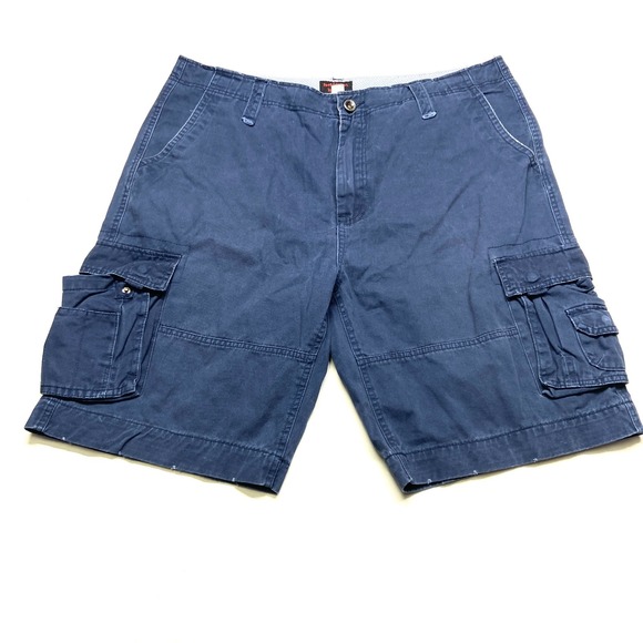 Foot Locker Shorts Mens 36 Navy Blue Denim Cotton Cargo Pockets Casual Outdoor - Picture 1 of 16